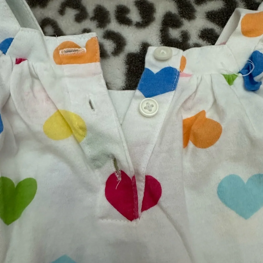 Carter’s Heart Print Short Sleeve Top in White Size 3T Toddler Girls
